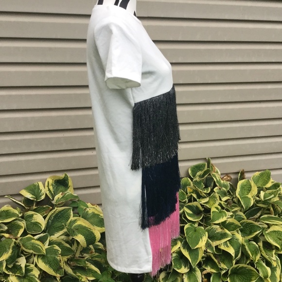 NWT Zara Tiered Fringe T-shirt Dress - Picture 7 of 8